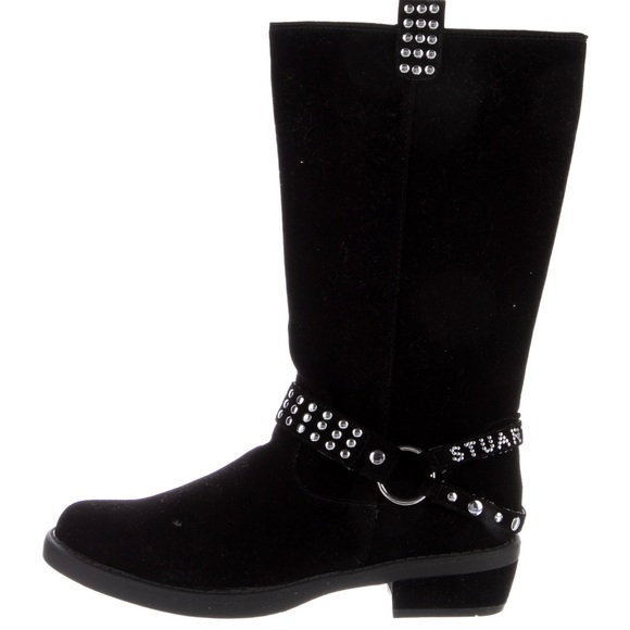 NIB Stuart Weitzman Black Suede Saloon Women's Boots - Size 5 - Picture 3 of 11